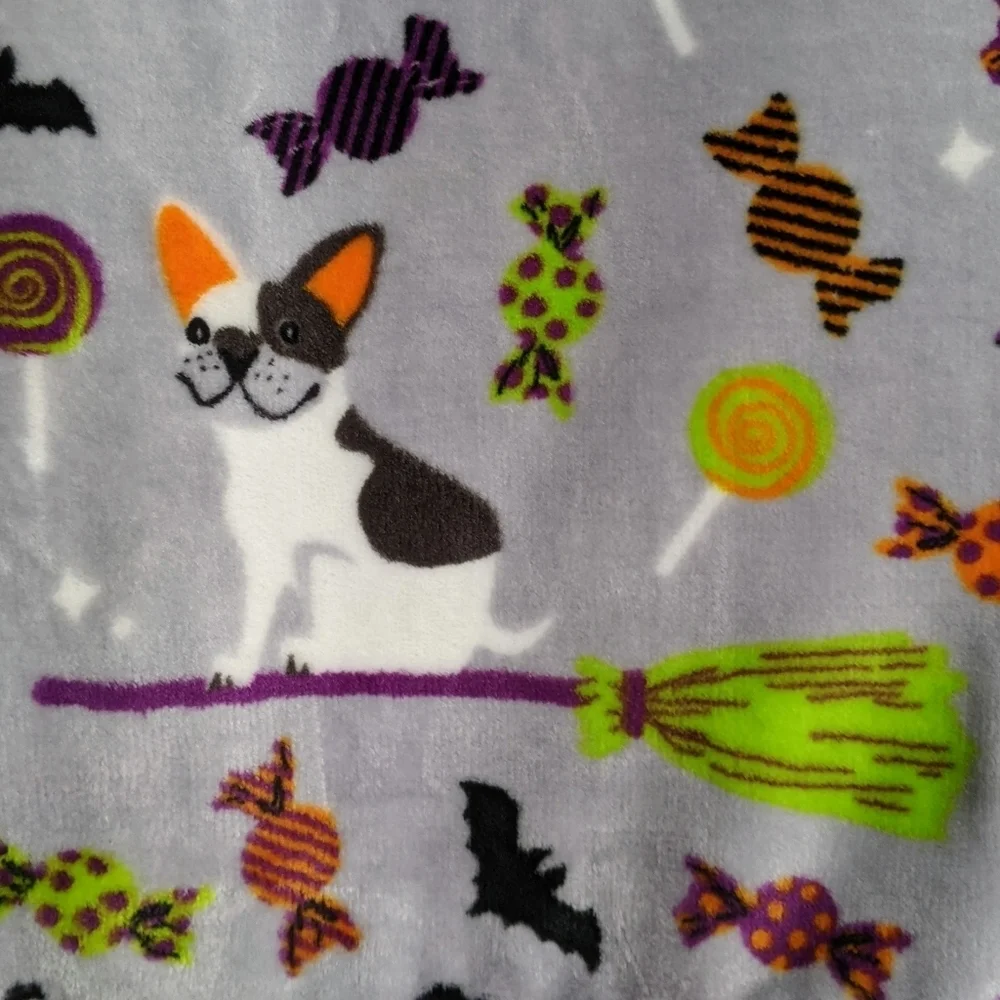 Boston Terrier Frenchie Labrador Halloween Plush Throw Blanket 50